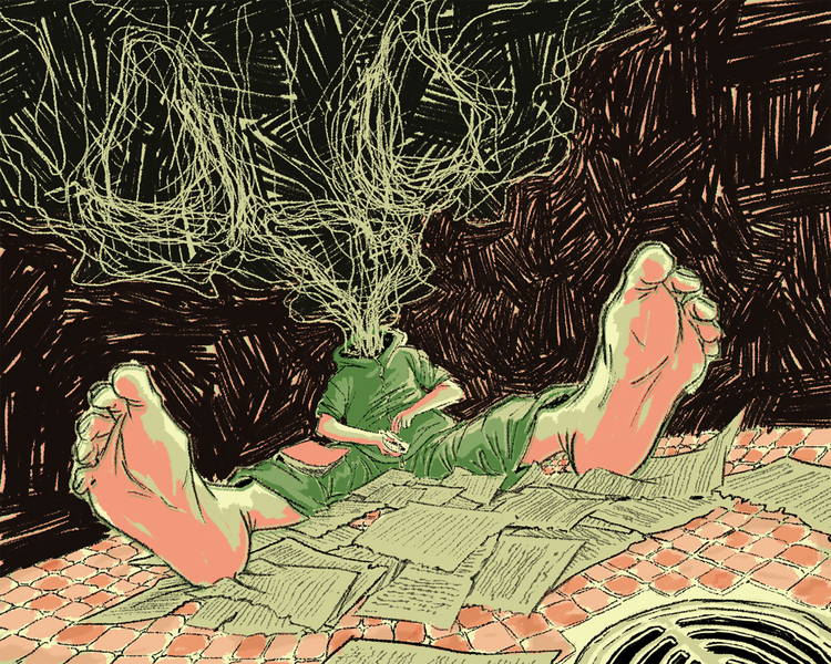 For the article "La literatura como droga saludable" from magazine Bakanica